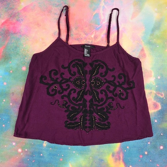 Forever 21 Tops - Forever 21 Purple Embellished Tank Top Sleeveless Casual‎ Blouse